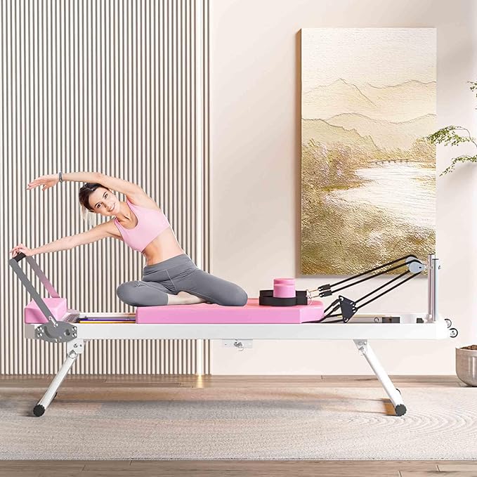 Foldable Pilates Reformer Machine for Home, 330 lb Capacity, Double Resistance, High-Density Cushion, Easy Assembly, Ideal for Home & Studio Workouts