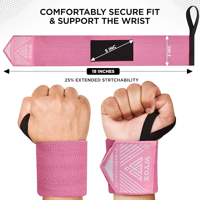 WYOX Wrist Wraps For Weight Lifting With Thumb Loop & power lifting Wrist Straps For Bench Press and Pushups Training Support and Protection Wrist Support for bodybuilding