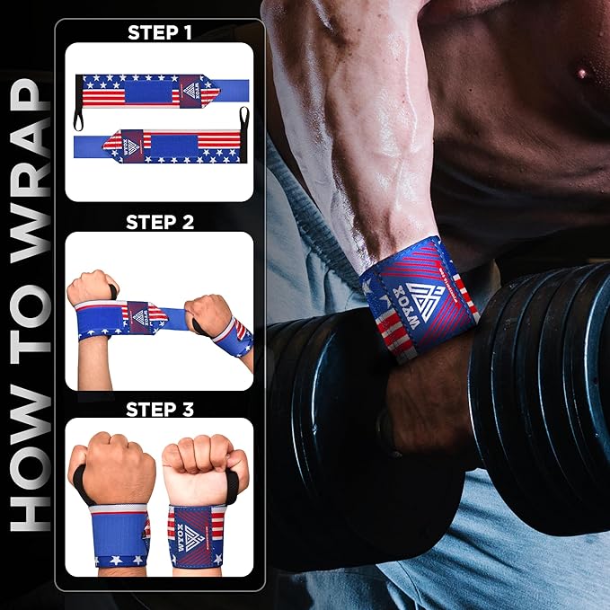 WYOX Wrist Wraps For Weight Lifting With Thumb Loop & power lifting Wrist Straps For Bench Press and Pushups Training Support and Protection Wrist Support for bodybuilding