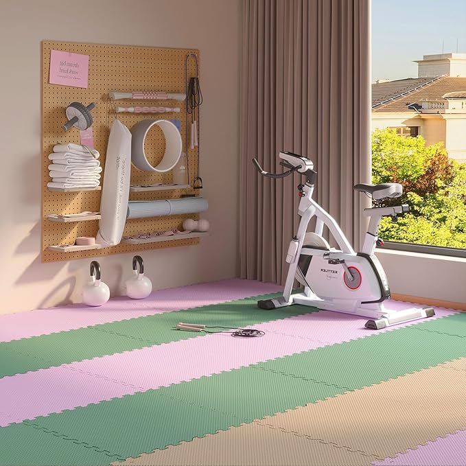 32 Pack Home Gym Mat, Puzzle Exercise Mat, EVA Interlocking Foam Floor Tiles for Home Workout Equipment and Kids' Play Areas - Blue, 24 in x 24 in x ½ in - (Pink, 32 Pack(128 SQ FT))