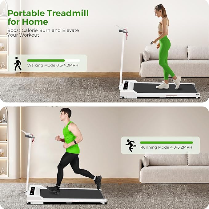 Treadmill for Home Small, 3.0HP Treadmill with Handle,Walking Pad Treadmill, Jogging Running Machine,Folding Treadmill 300 Lbs Capacity,6 Layers Shock-Absorbing