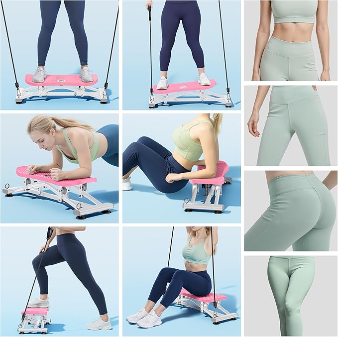 Balance Board with Resistance Bands, Versatile Rocking Stepper, Ski Machine & Wobble Board Featuring LCD Monitor, 330 lbs High-Capacity Side Steppers for Exercise at Home