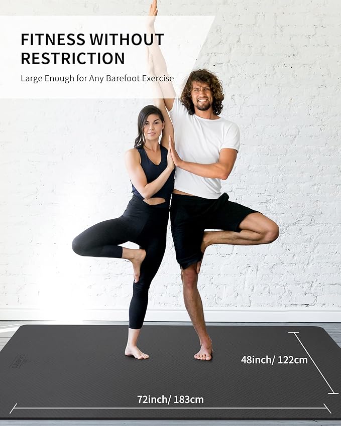CAMBIVO Large Yoga Mat (6'x 4'), Extra Wide Workout Mat for Men and Women, 0.24''/0.32''/0.4''/0.48'' Thick Exercise Fitness TPE Mat for Home Gym, Yoga, Pilates, Workout (Barefoot Exercise)