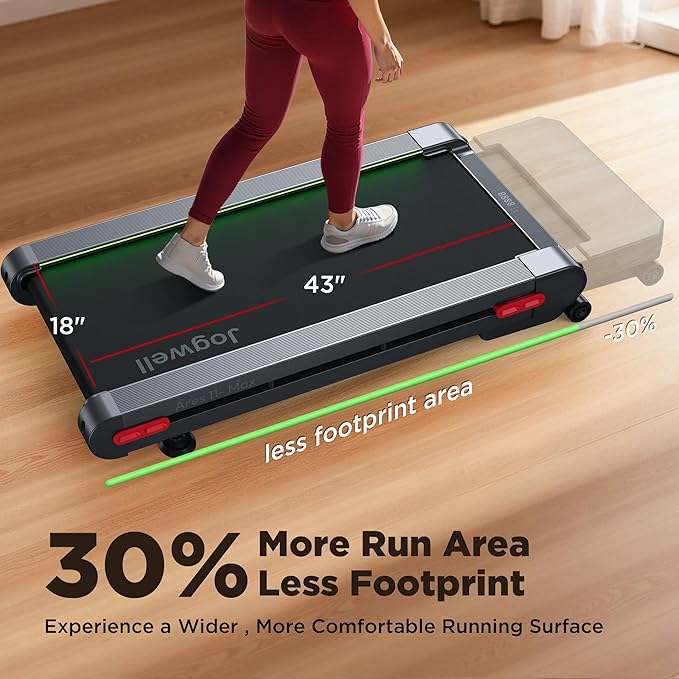 Jogwell Walking Pad Treadmill with 20%/15%/12% Auto Incline, 350lbs Capacity Treadmills for Home Office Under 35dB, Spacious Running Area, Vertical Storage, 3/3.5HP Brushless