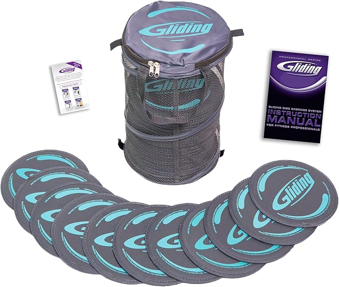 Gliding Exercise Discs: Club Pack for Hardwood Floors (25 Pair, Grey) Workout Sliders in Bulk
