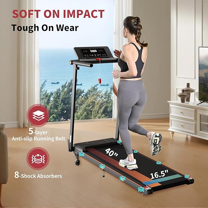 Foldable Treadmill with Incline Treadmill with Home Removable Desk Workstation 3 in 1 Folding Small Compact Walking Treadmills 300 Lbs Capacity for Home Office
