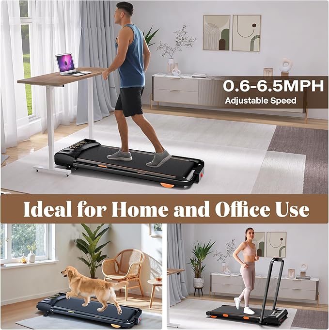 Walking Pad Treadmill with Desk, Foldable Treadmills for Home, Quiet Treadmill with 10% Incline, 300lbs Weight Capacity Walking or Running for Home Office