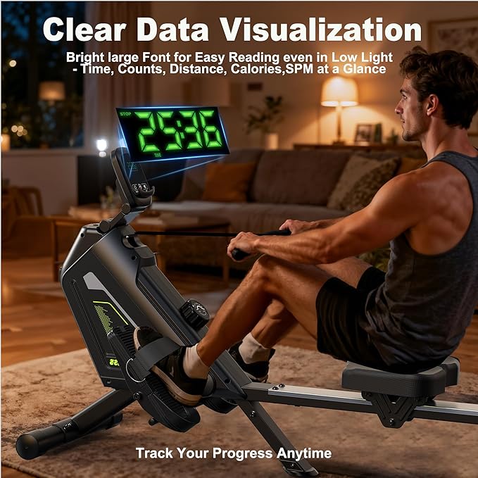 Rowing Machine for Home, 16 Resistance Levels, Quiet Magnetic Rower with APP, 350 LB Weight Capacity, Easy Assembly, Compact and Saves Space