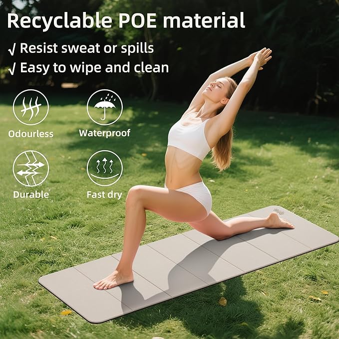 1/2 Inch Extra Thick Yoga Mat Pilates Equipment, 70"x24" Odorless Workout Mats for Home Gym, Non-slip Exercise Mats for Women Men Home Workout, Foldable Yoga Mats for Travel Camping Sleeping