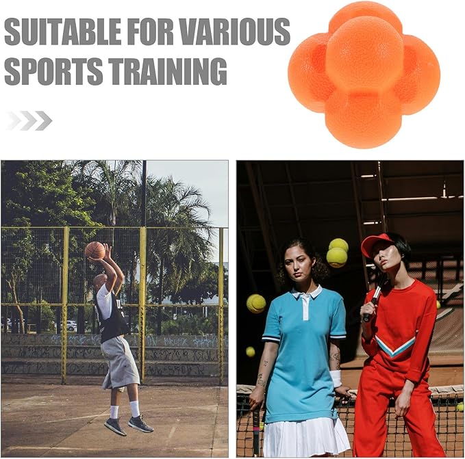 Veemoon Hexagonal Reaction Ball 7cm Orange Rubber Sports Reaction Training Ball for Hand-Eye Coordination, Agility, Speed, Soccer and Baseball Practice