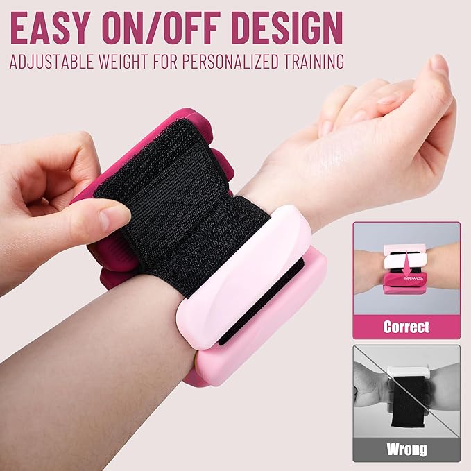 Wrist & Ankle Weights for Women and Men, 2lbs/4lbs Pairs Adjustable Silicone Weighted Bangles for Arm & Leg Workouts, Perfect for Pilates, Barre, Yoga, Walking & Home Fitness 24055