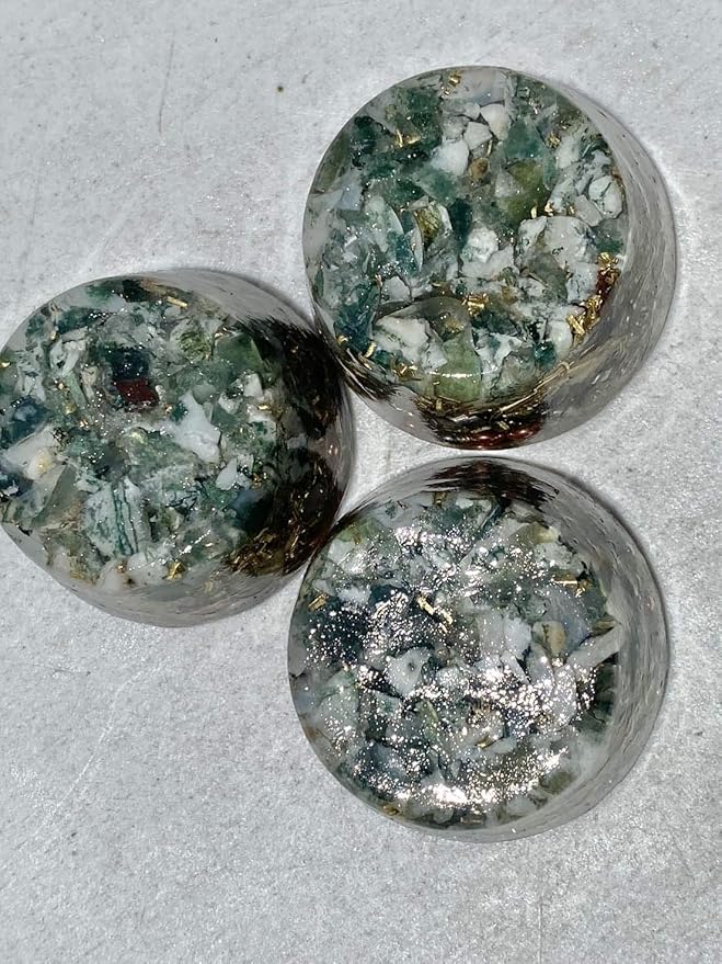Green Moss Agate Orgone Generator Energy Accumulator 7.83Hz/432Hz/528Hz/Advance Harmonics Many Beautiful Ingredients!! (Green Moss Agate)