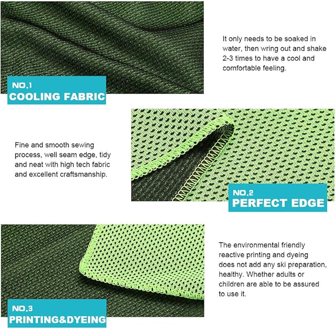 Pack of 20 Cooling Towel 40x12'' Ice Towel for Neck and Face Microfiber Chilly with Bag Breathable Yoga Gym Stay Cool Towels Sweat Rag for Workout Running Camping Pilates Beach, Green