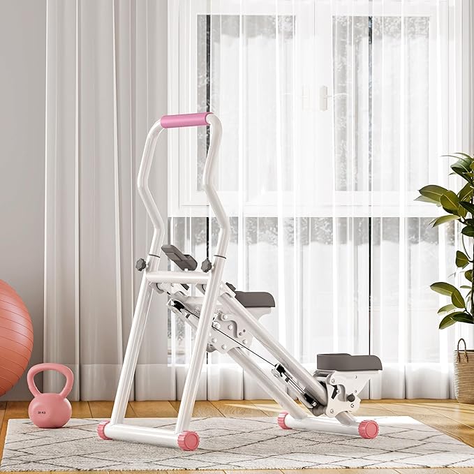 DlandHome Stair Stepper for Home Gym, Foldable Vertical Climber Machine with LCD Monitor, Stair Master with Adjustable Handlebar & Oversized Pedal, Stair Climber for Full-Body Workout
