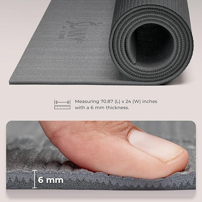 Sunny Health & Fitness Non-Slip Yoga Mat – Durable, Anti-Tear, Lightweight, Cushioned Support for Yoga, Pilates, Stretching Exercises, Meditation and Floor Workouts | Multiple Sizes & Colors