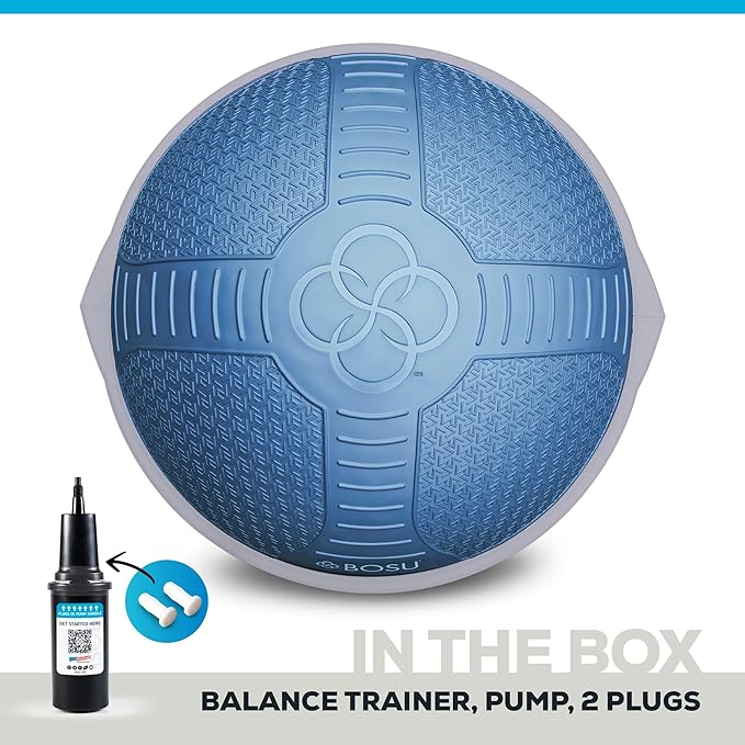 BOSU NexGen 25IN Home Fitness Exercise Gym Strength Flexibility Balance Trainer with Rubberized Non Skid Surface and Hand Air Pump