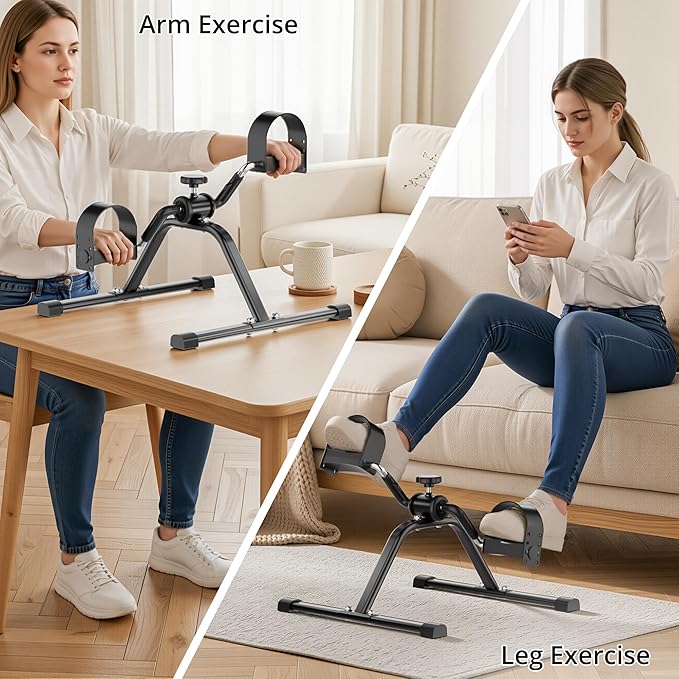 Pedal Exerciser Mini Exercise Bike Lightweight Portable Floor Peddler for Leg & Arm Workout