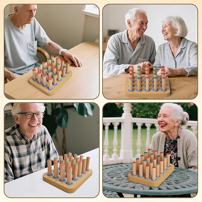 Stroke Training Equipment/Solid Wood Peg Board/Hand-Eye Coordination Trainer Designed for Elderly and Hemiplegia Patients to Improve Finger Flexibility Through Exercise