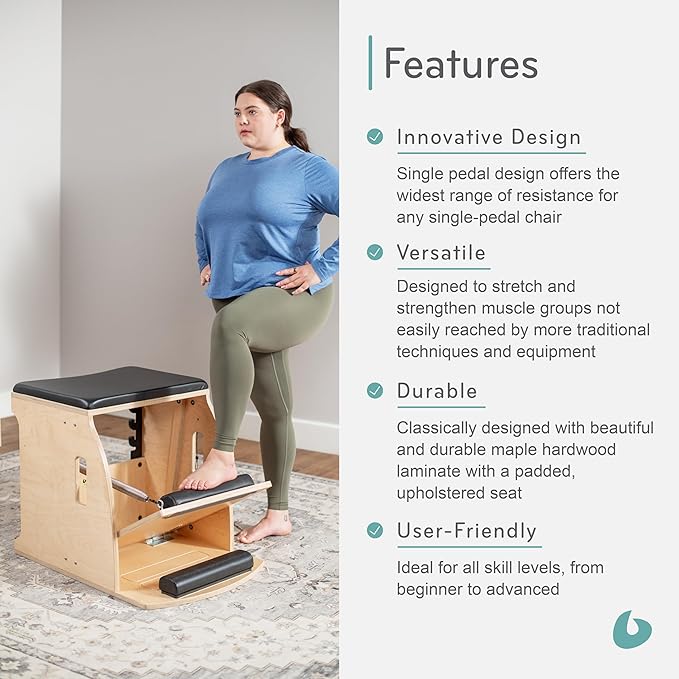 Balanced Body Pilates Wunda Chair – Professional Pilates Equipment with Optional High Back and Handles for Home or Studio Use