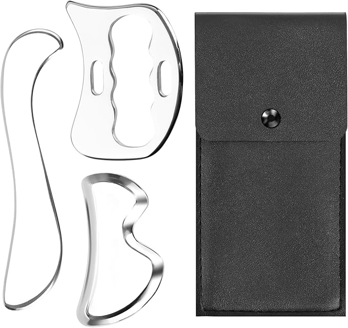 3-in-1 Stainless Steel Gua Sha & IASTM Muscle Scraping Massage Tools Set for Soft Tissue Therapy – Ideal for Physical Therapy & Body Recovery