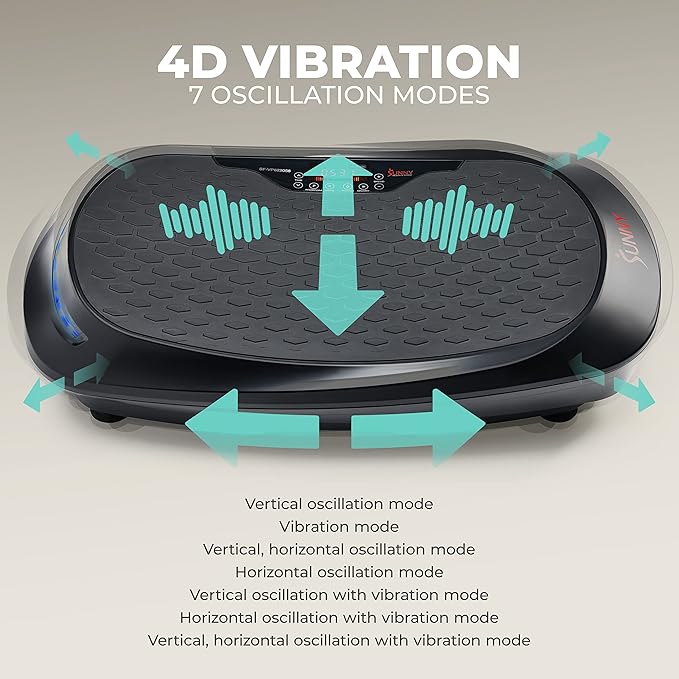 Sunny Health & Fitness Fitboard Vibration Platform Exercise Machine with Multiple Speed Settings and Vibration Modes for Multipurpose Workouts