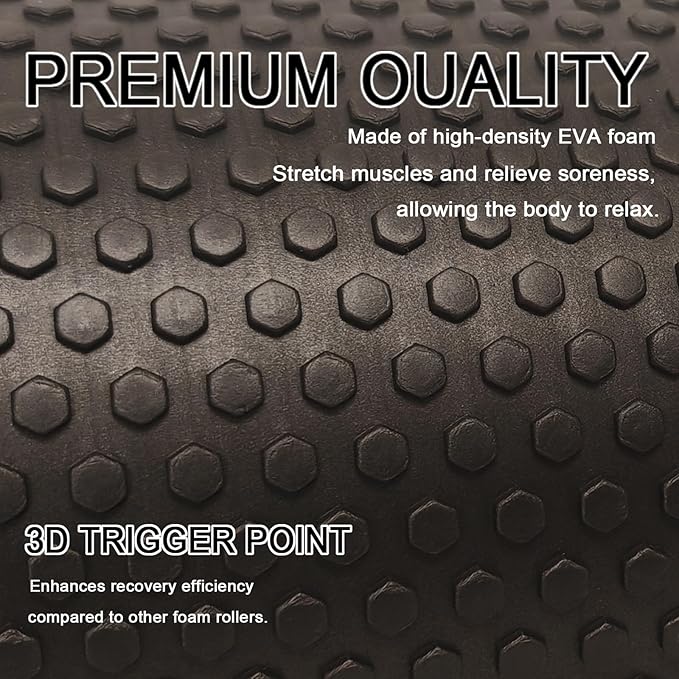35“ High Density Fitness Foam Roller, Super Soft Round PE Foam Roller Exercises Yoga, Stretching, Deep Tissue&Muscle Recovery Relieves Muscle Pain, Improves Mobility & Circulation (Black)