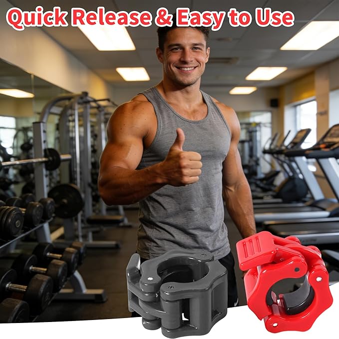 4 Pack Dumbbell Barbell Clamps 30mm, Quick Release Weight Bar Collars, Secure Locking Barbell Clips for Weightlifting, Workout, Strength Training & Fitness Accessories