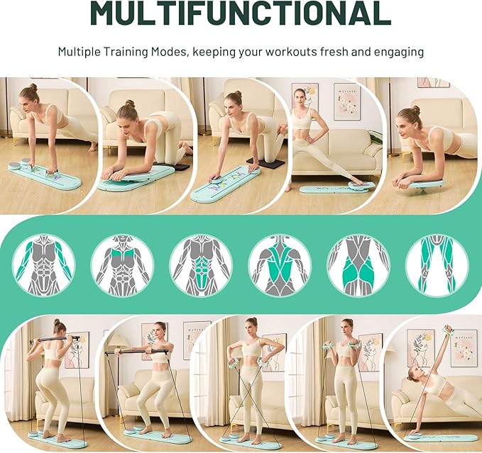 Pilates Board, Newest Multi-Purpose Portable Pilates Reformer Machine for Home, Foldable at Home Pilates Kit, Pilates Board for Home Workout Fitness Exercise, Abs, Pilates Equipment