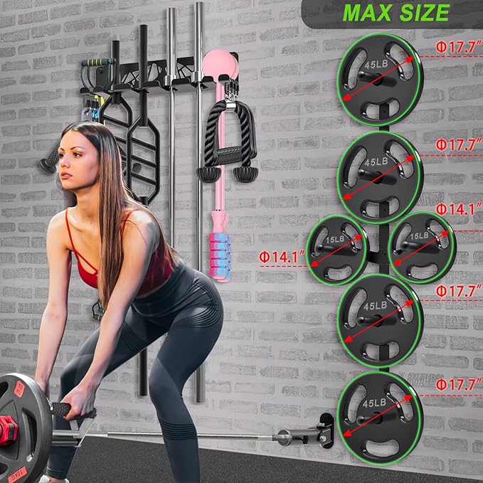 Kipika Weight Plate Storage Rack - Wall Mounted Weight Plate Holder with Durable Steel Construction Organizer for Olympic Plates, 1000lb Capacity, Space-Saving for Home Gym