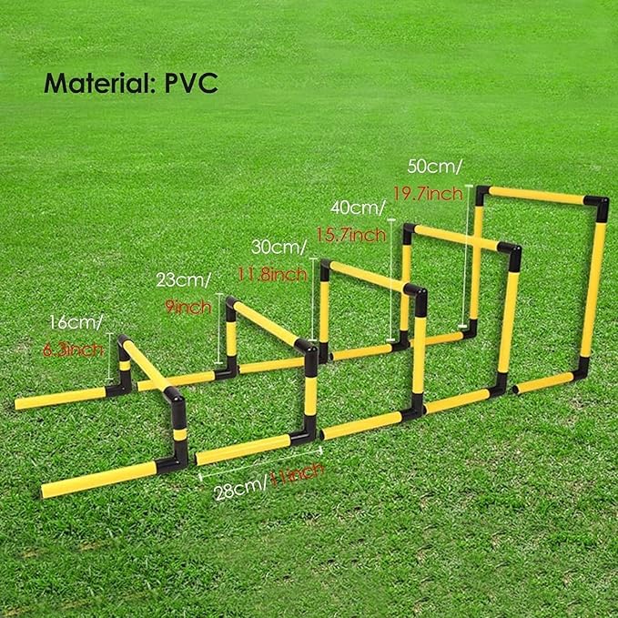 Portable Hurdles Training Equipment 5 Pack, PVC Pipe Agility Training Hurdles Sport Squad Speed Hurdles Set Obstacle Training Track and Field Hurdle (Color : Yellow)
