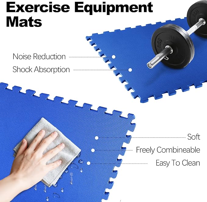 Elevon Puzzle Exercise Gym Flooring Mat, EVA Interlocking Foam Tiles Workout Mat for Home Gym, Fitness Equipment, MMA, Gymnastics, Shock-Absorbing Exercise Mat, Multi-Color