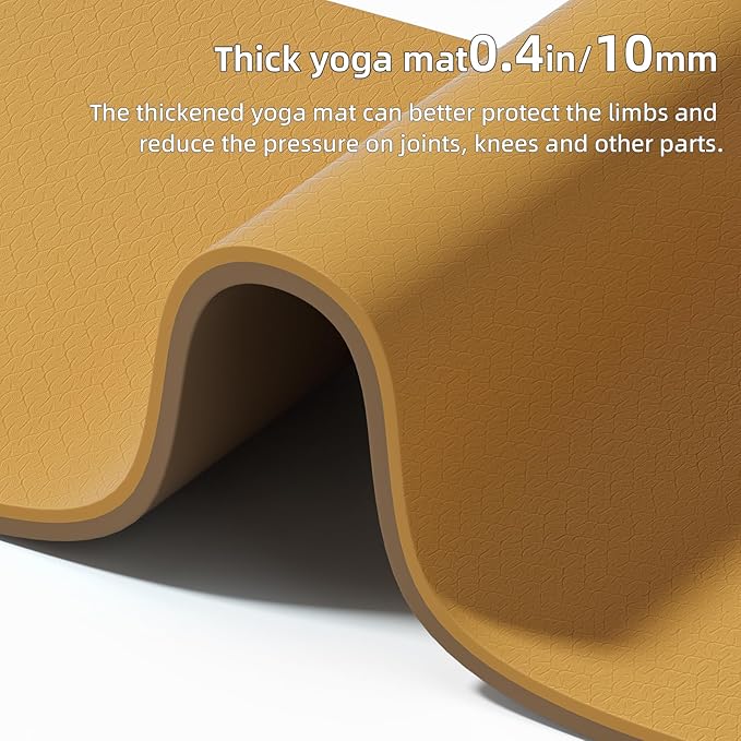 Yoga Mat Thick(10mm) Exercise Mat Non Slip Anti-tear,72"x35" Extra Large Pilates Mats for Home Workouts, Gym & Floor Stretching with Carrier Strap