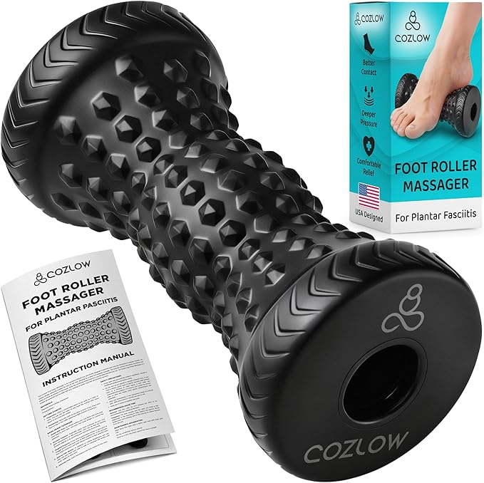 COZLOW - Foot Massager for Plantar Fasciitis Relief - Trigger Point Massage Roller for Feet Pain, Neuropathy, Heel Spur, Flat Arch - Portable Deep Tissue Muscle Therapy Tool for Sole, Calf, Hand, Arm