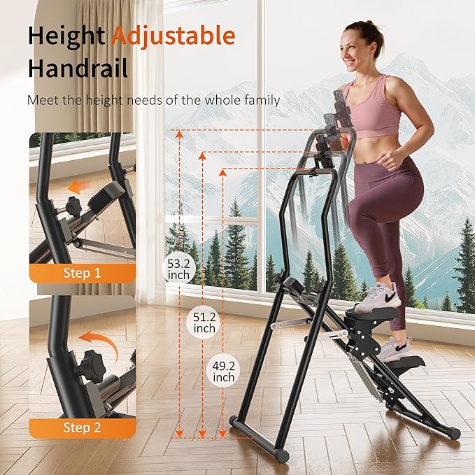 MOMODA Stair Stepper Resistance Adjustable Folding Vertical Climber Machine for Home Gym Full-Body Workout