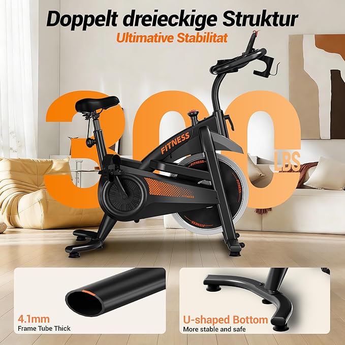UMAY Exercise Bike, Silent Belt Drive Stationary Exercise Bike for Home with 300 LBS Capacity, Low Noise Indoor Cycling Bike with Tablet & Bottle Holder