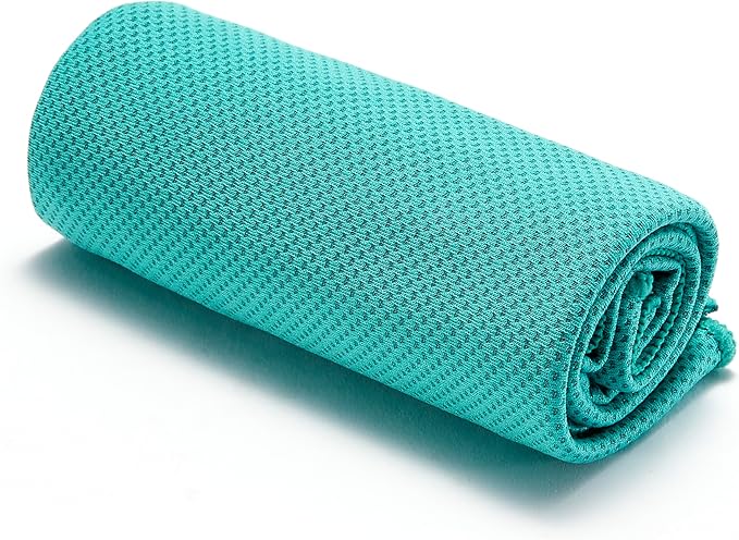 Amazon Basics Cooling Towels for Neck and Face, Sports, Workout Recovery, 40" x 12", Black/Gray/Aqua/Navy, 4-Pack
