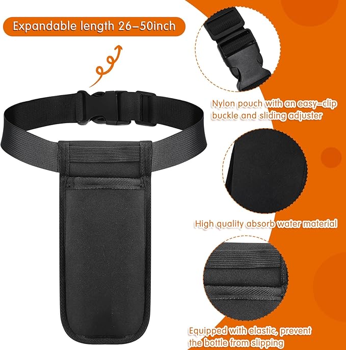 Eaasty 6 Sets Massage Bottle Holster Adjustable Single Holster and 8 oz Plastic Pump Dispenser Bottles for Lotion Massage Oil, Black