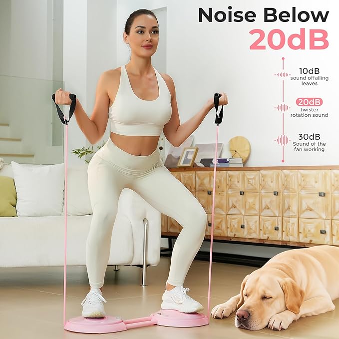 Waist Twisting Machine Exercise - Ab Twister Board MAX 300LBS | Intelligent Counting Lap & Calorie & Time, with 2 Resistance Bands | 3 Adjustable Distances to Suit Different Exercise Needs