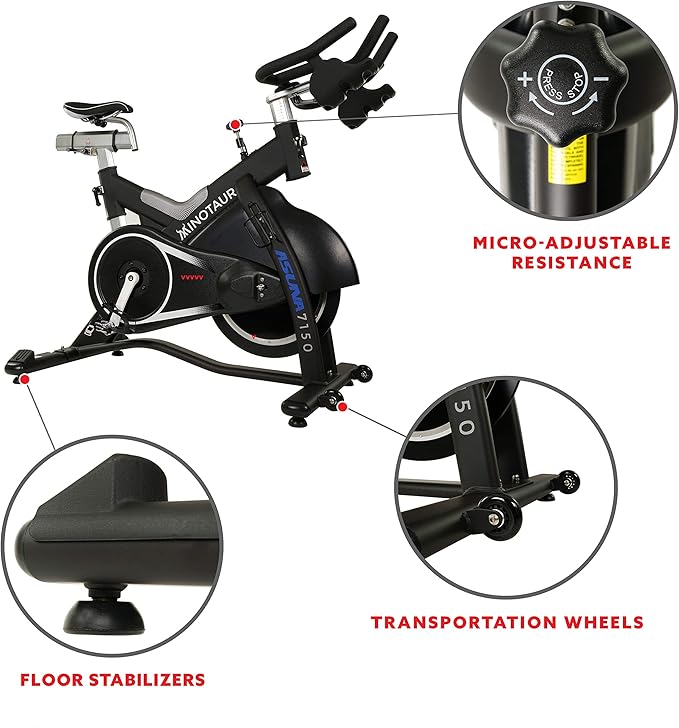 Sunny Health & Fitness Stationary Exercise Bike Machine w/ Adjustable Cushion Seat & Multi-Grip Handlebar, Indoor Cycling Equipment for Home Cardio Training, Optional Magnetic or Friction Resistance
