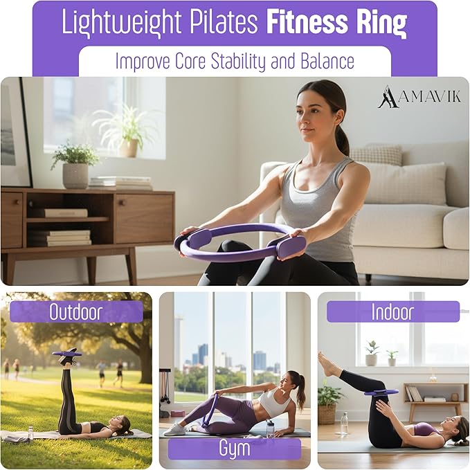 AMAVIK Pilates Kit 15-Pieces Home Workout Set with 5 Resistance Bands, Pilates Ring and Ball Set with Accessories-A Complete Pilates Set for Women to Improve Strength, Flexibility and Balance Body