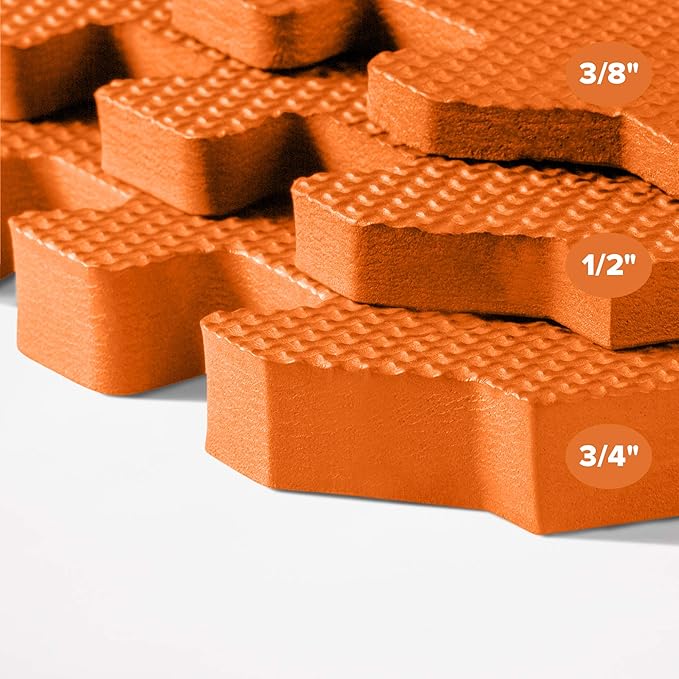 We Sell Mats 3/8" Thick Multipurpose EVA Foam Exercise Floor Mat, Interlocking Tiles, Anti-Fatigue for Home or Gym