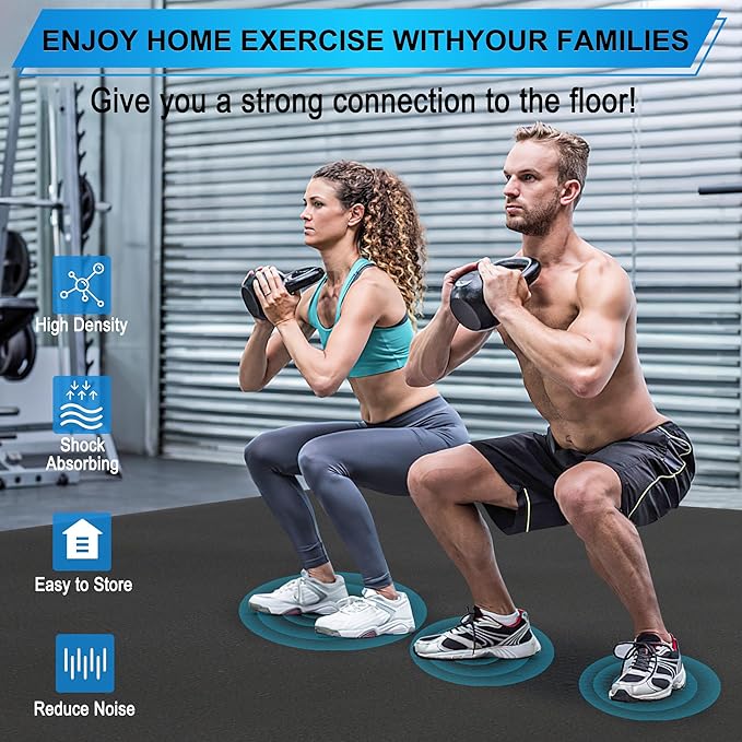 BesWin Large Exercise Mat 8' x 4'(6mm), Extra Thick Workout Mats for Home Gym Flooring, High Density Non-Slip Gym Mats Fitness Mat for Cardio, Weights, Jump Rope, Fitness - Use With or Without Shoes