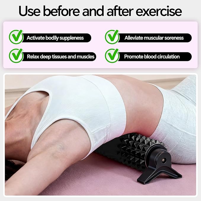 Foam Roller with Detachable Stand, 18” Deep Tissue Massage Roller, Beginner-Friendly Support Design for Muscle Recovery, Home Workout & Fitness - Black