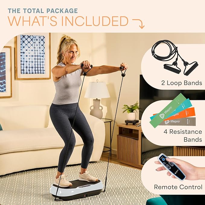 Lifepro Vibration Plate for Lymphatic Drainage – Whole Body Vibrating Platform Exercise Machine for Muscle Toning & Recovery with Remote Max Load 260 lb