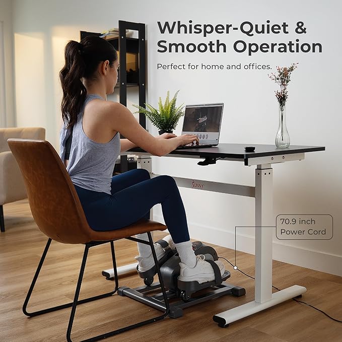Sunny Health & Fitness Under Desk Pedal Elliptical Machine, Adjustable Resistance Leg Exerciser Home Workout While Sitting for Seniors, Optional Motorize or in Pink with SunnyFit App via Bluetooth