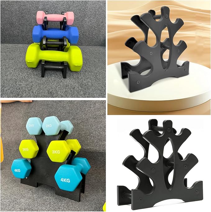 Neoprene Dumbbell Rack Hand Weights Bracket Display Storage Stand Organizer Lightweight Plastic Assemble 6 Position Holder for Hand Weight Dumbbells 1LB-15LBS Gym Fitness