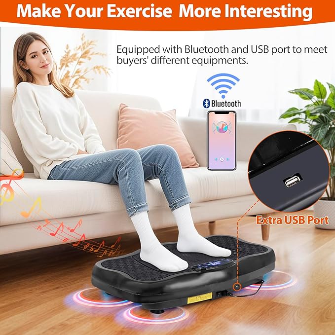 Vibration Plate Exercise Machine, Shaking Whole Body Workout Vibration Platform Lymphatic Drainage, Power Waver Vibrate Stand Machine for Home Fitness Weight Loss