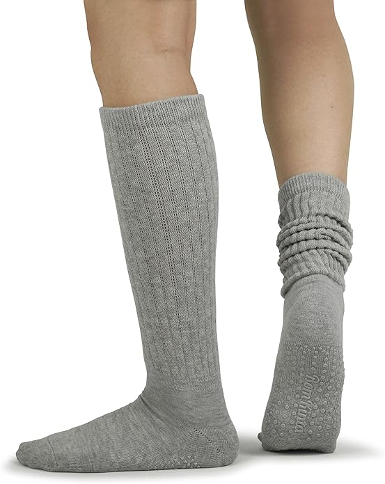 BomKinta Pilates Socks with Grips for Women - Yoga Grippy Slouch Scrunch Sock - Slipper Socks for Barre Workout Hospital