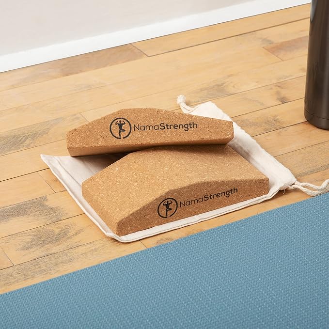 Cork Yoga Wedge Block - Non-Slip Wrist Support, Set of 2