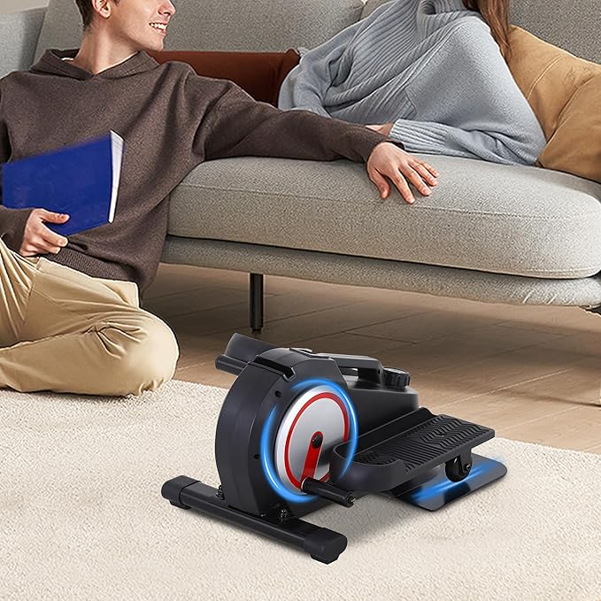 Under Desk Elliptical Machine, Ellipse Leg Exerciser with 8 Adjustable Speeds Quiet & Portable, Seating & Standing Use Pedal Exerciser, Ellipse Leg Trainer While Sitting for Seniors for Home, Office